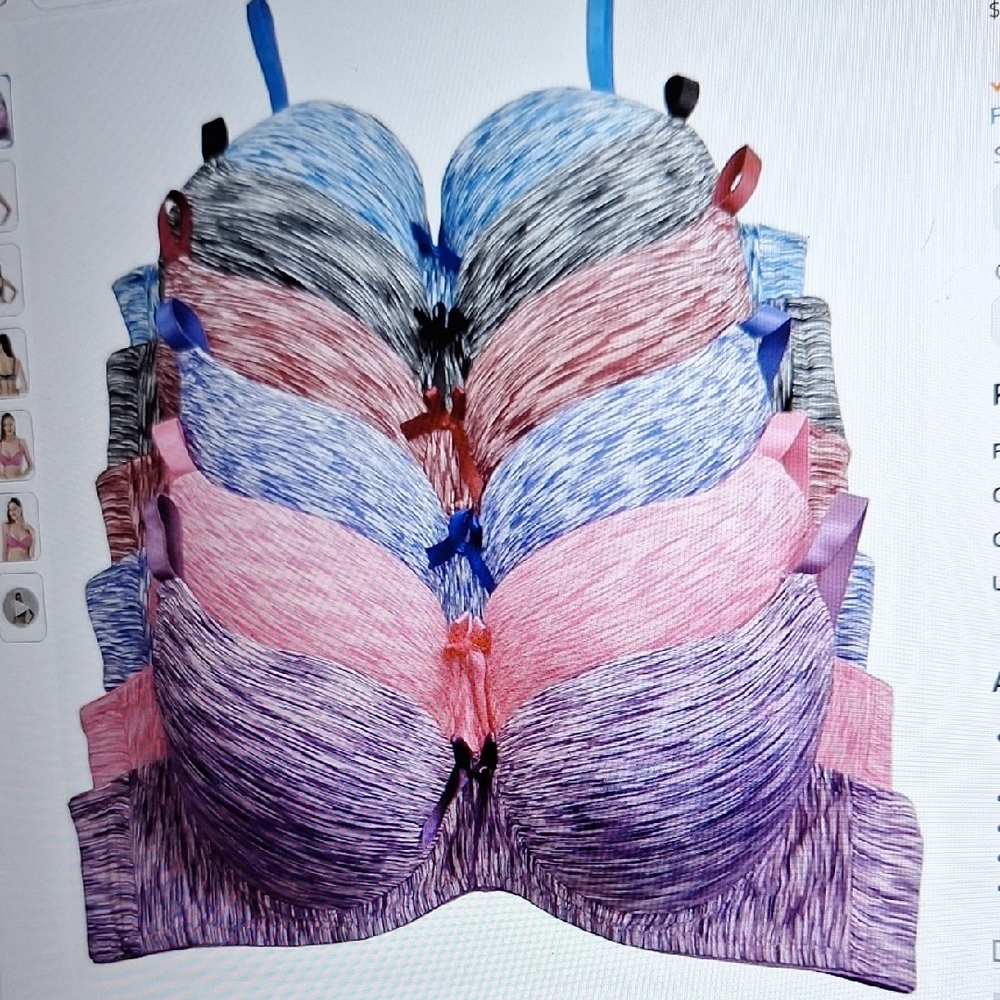 Blue and Pink 6 Lace Bras with Adjustable Straps and Underwire New
